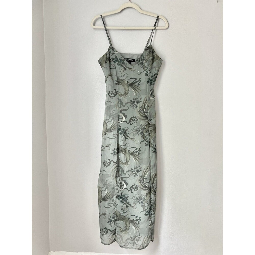 Disturbia Dragon Floral Print Slip Dress Sapphira Midaxi WhimsiGoth Fairy Sz 4 - Picture 2 of 16